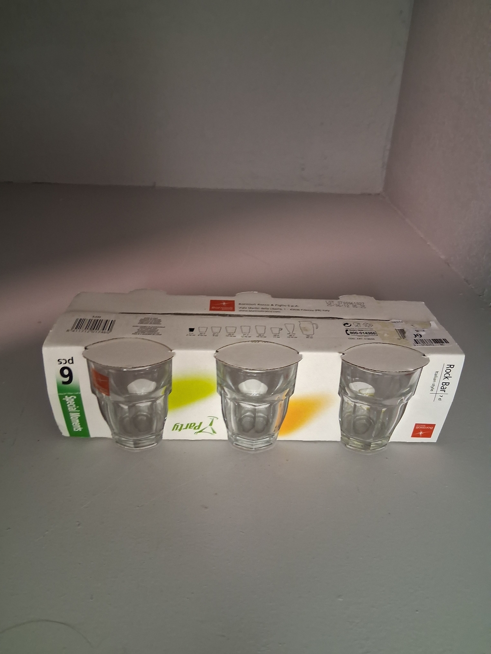 Rock Bar Shot Glass Set 6pc Clear Glass Italian Barware New In Box 1.5 oz